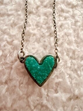 Heart Pendant Necklace in Turquoise Green - Women Jewelry
